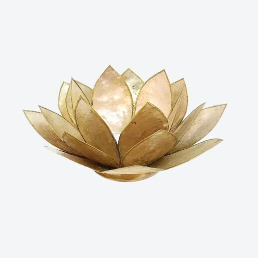 Capiz candle holder lotus design 3x6 inches – handcrafted Filipino home décor made from natural capiz shells.